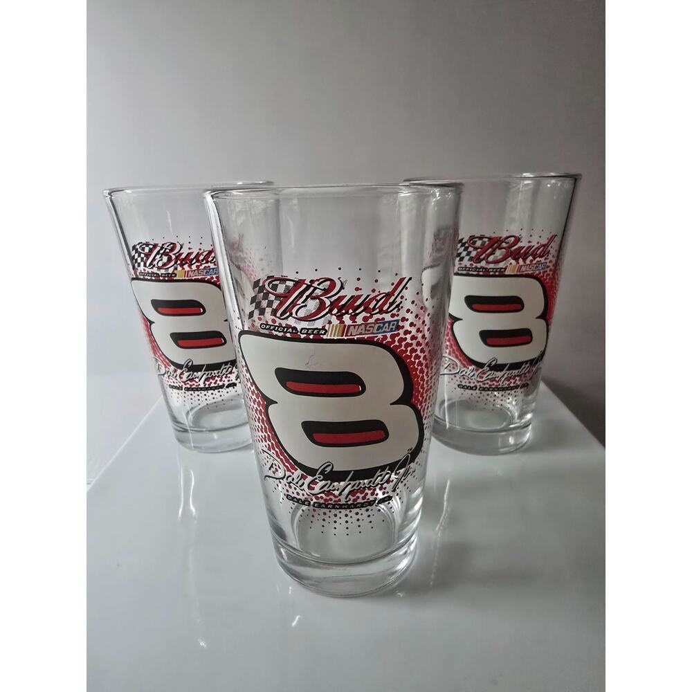 Dale Earnhardt Jr. #8 Budweiser Action Racing Beer Lot of 3 Glasses